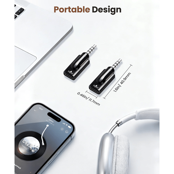 USB-C til 3,5 mm lydadapter til hovedtelefoner, pc, tablet, bærbar computer, mikrofon, højttaler (2-pak)