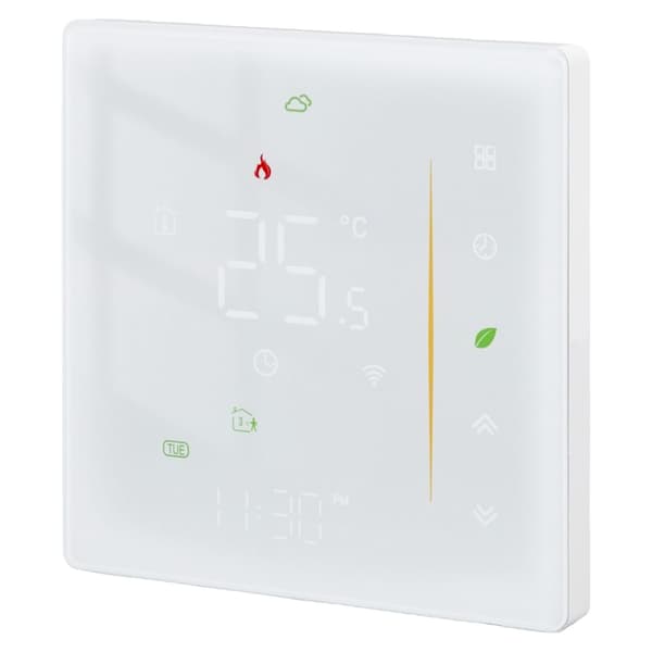 Smart termostat til hjemmet, programmerbar app-stemmestyring, elektrisk gulvvarme, temperaturregulator til ZigBee AC 95‑240V Hvid