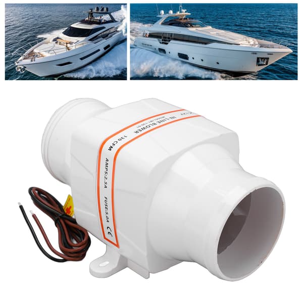 3 tommer 12V Inline Lænseventilator 130CFM 4 Blade Høj Luftstrøm til Marine Yachter Både