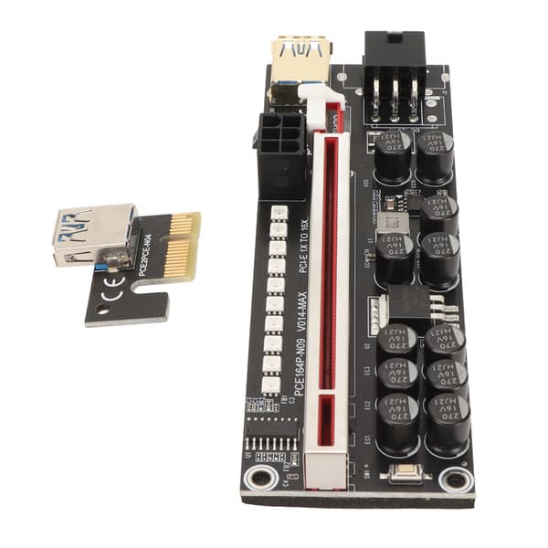 PCIE Riser Powered Adapter Card 6 Pin Kompatibel 1X 4X 8X 16X PCIE Interface Plug and Play USB Riser Powered Adapter Card Sort