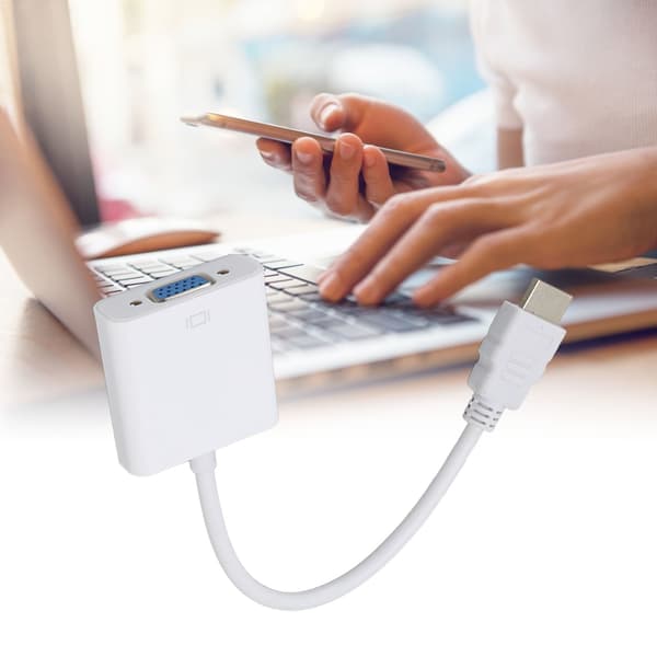 HD Multimedia Interface til VGA-adapter ABS 1080P/1.4 Output Plug and Play HD Multimedia Interface til VGA-konverter Hvid