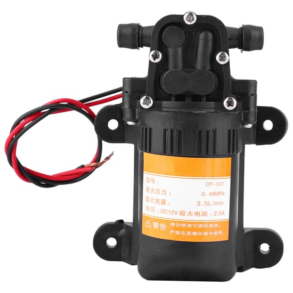 12V Mini Membranvandpumpe, Plast, 0.48MPa, 3.5L/Min, Bærbar