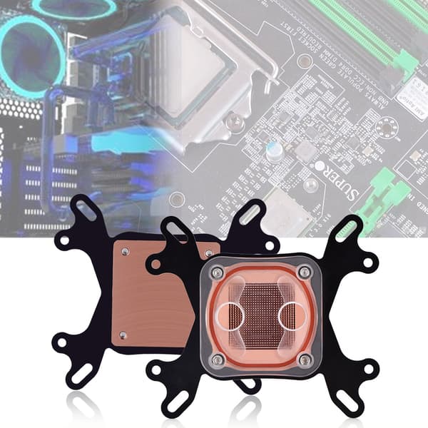 Computer PC CPU Vandkølingsblok Vandblok Væskekøler 50 mm Kobberbase til Intel / AMD