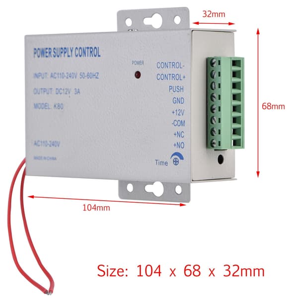 Input AC110V-240V Output DC 12V 3A 30W Strømforsyningscontroller til Døradgangskontrolsystem