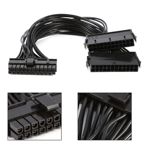 24Pin Mining Dual PSU Adapter ATX Strømforsyningskabelstik til Mining 30cm 20+4pin