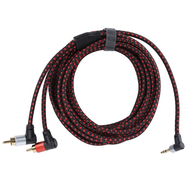 90° 3,5 mm hanstik til 2RCA han-lydkabel ABS stereomikrofonkabel til DVD-højttaler 5m