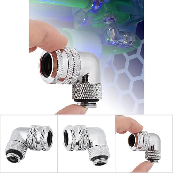 PC Vandkøling To-touch Fitting G1/4 Gevind 90 Graders Albueforbindelse til 14MM Rør Hvid