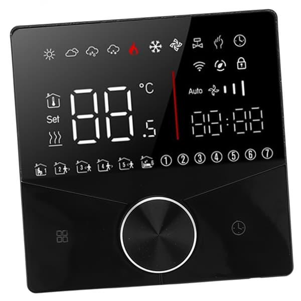 Smart Digital Termostat LCD Farvedisplay Præcis Kontrol Intelligent Temperaturregulator Sort