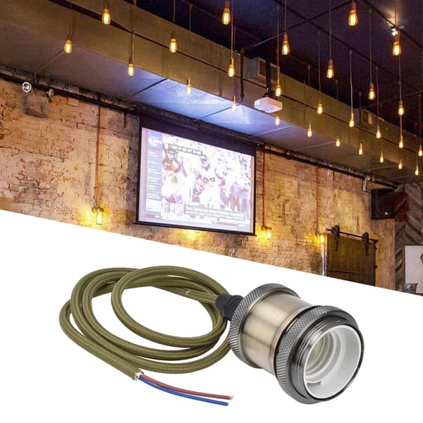Retro E27 Glödlampssockel med Tråd Hängande Lampa för Sovrum 100-240V