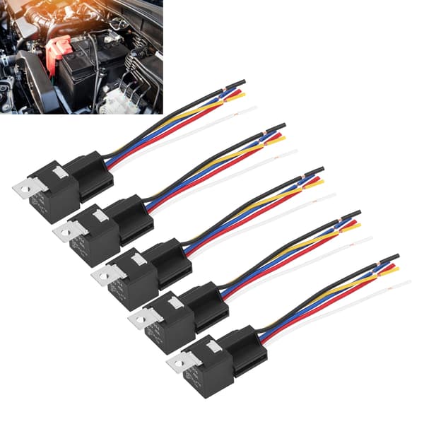 5-pack bilrelä 12V 40A 5-stift 5-tråds förreglingssockelsats för bilanvändning