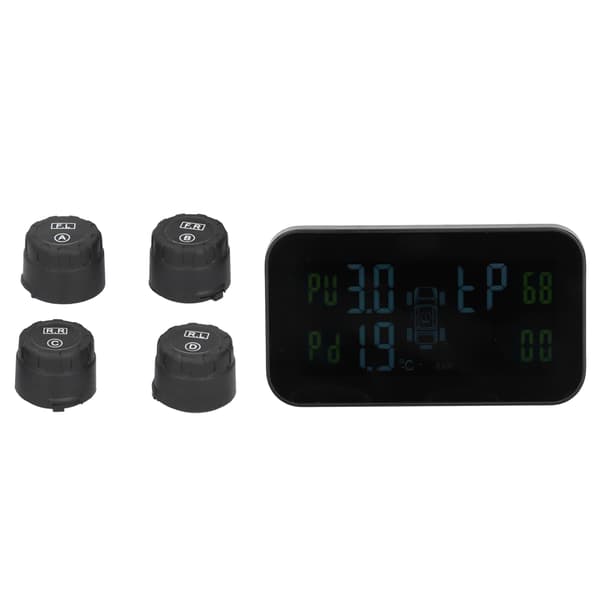 LCD-display Bil TPMS Dæktryksovervågningssystem med sensor Solopladning USB-opladning