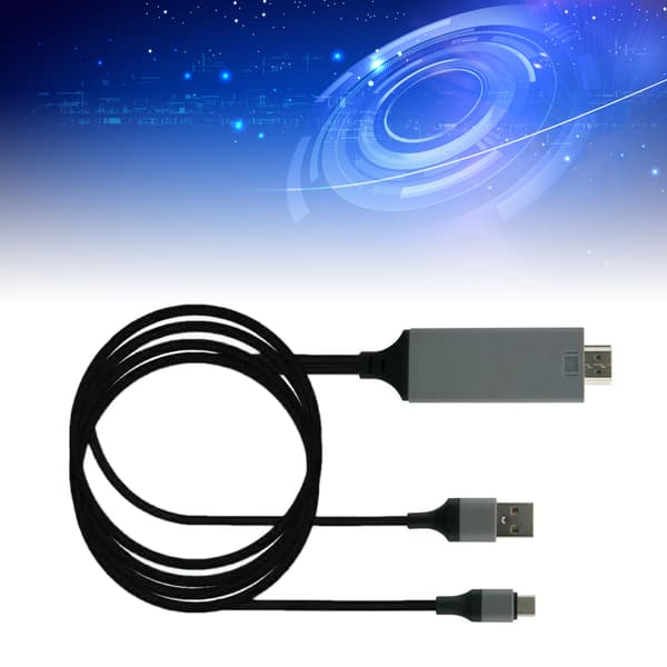 Adapterkabel Typ C till High Definition Multimedia Interface Kabeladapter PVC Koppar för Telefon Bärbar Dator Svart
