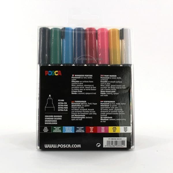Markörer - POSCA - PC1MR - Extra-Fin Spets - Oföränderlig - Grundfärger