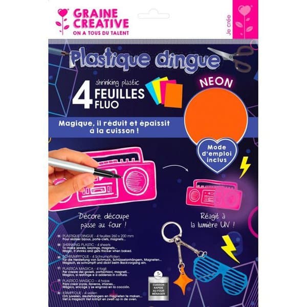 Graine Créative - Plastisk galen A4 Fluo 4 ark