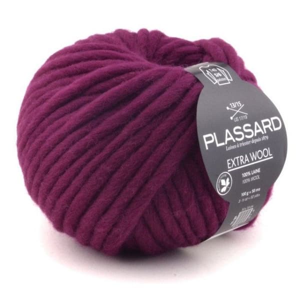 Plassard - Grosse laine mèche Extra Wool 103 Purpur 100% Ull