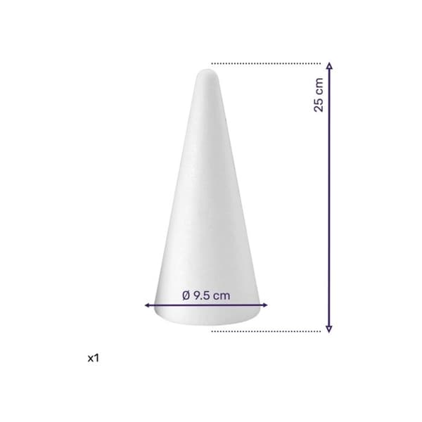 Polyesterkegel - POLYSTYREN - 25 x 10 cm - Akrylfärger - Décopatch