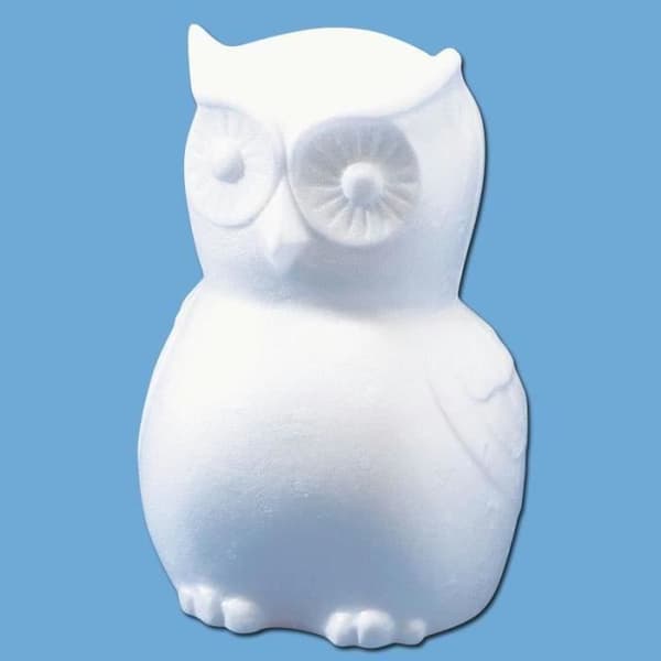 Dekorativ uggla - POLYSTYREN - 24 cm - Polystyrén - Vit färg