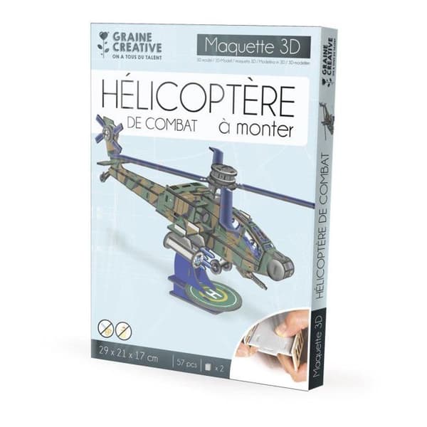 3D-pusselmodell - Apache Helikopter - Fordon och maskiner - Grön