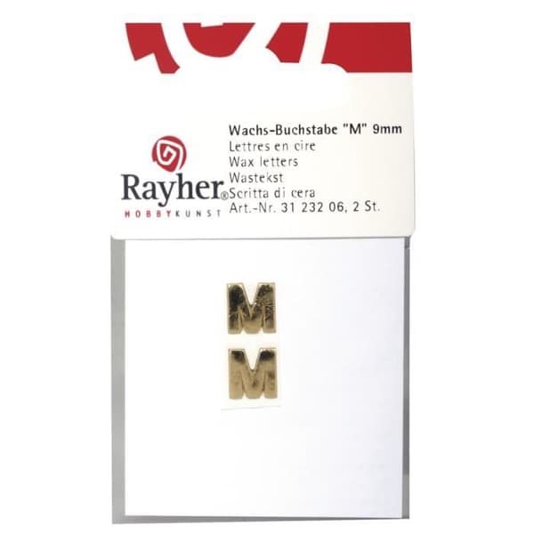 Vaxbokstäver - RAYHER - Modell - Guldfinish - 9mm - 2 delar