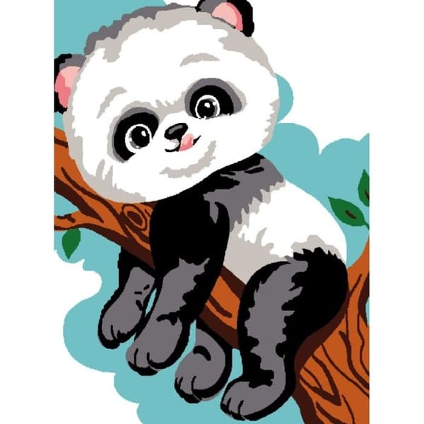 LUC - Kit Canvas Vit Panda 20x25 cm 100% Bomull