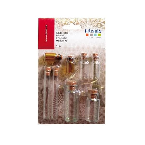 Kit med 8 glasflaskor