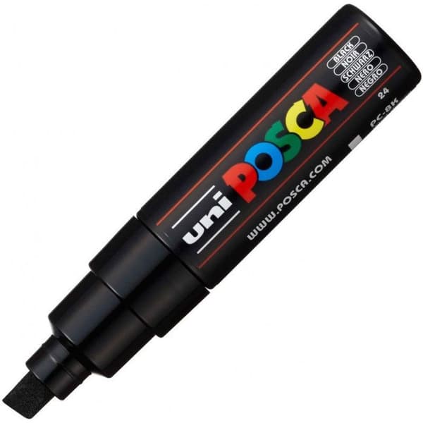 Markörer - POSCA - PC8K - Bred snedspets - Svart, Vit, Guld, Silver