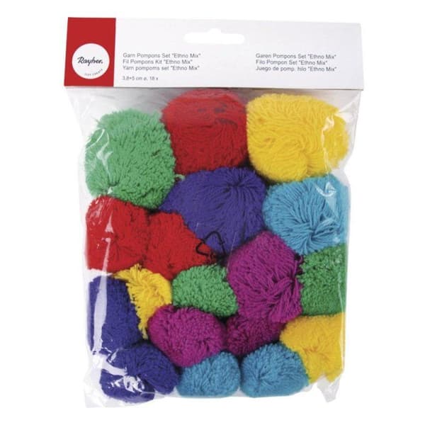 Garnpumpssats "Ethno Mix", 3,8+5cm, diverse färger+storlekar, tab.-påse 18st