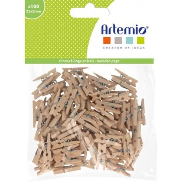 100 KLÄDPEGAR - 2,5 CM - TRÄ