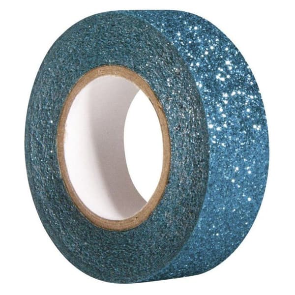 Glitterremsa, coelinblå, 15mm, rulle 5m