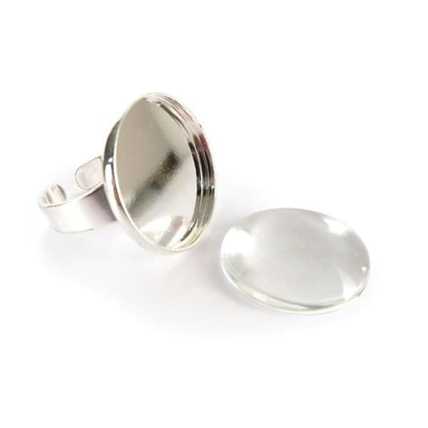 Graine Créative - Rund ring med cabochon Ø 20 mm Silverfärgad