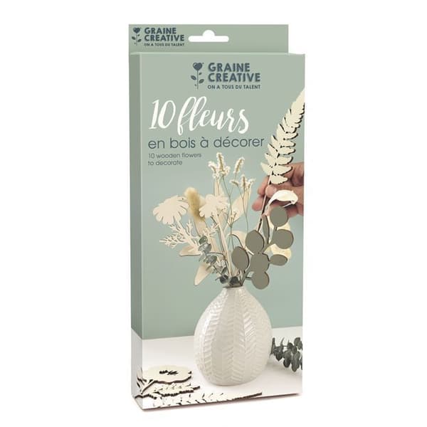 10 träblommor att dekorera 24 cm
