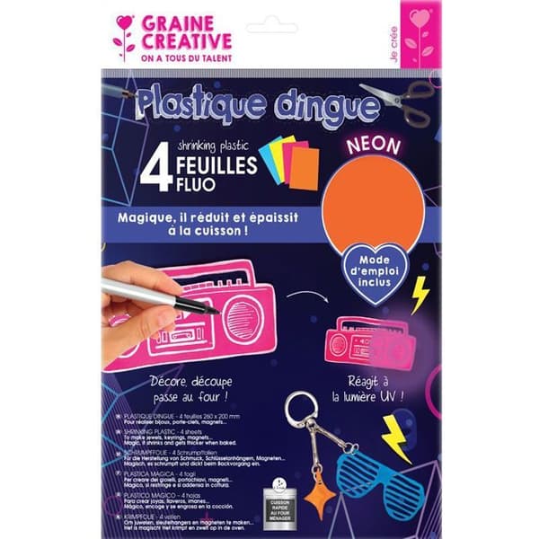 Graine Créative - Plastisk galen A4 Fluo 4 ark