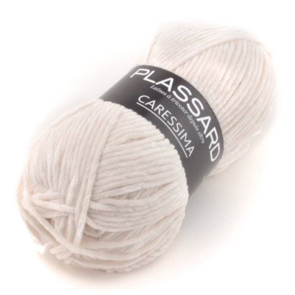 Plassard - Garnboll i velour Caressima 02 Off-white