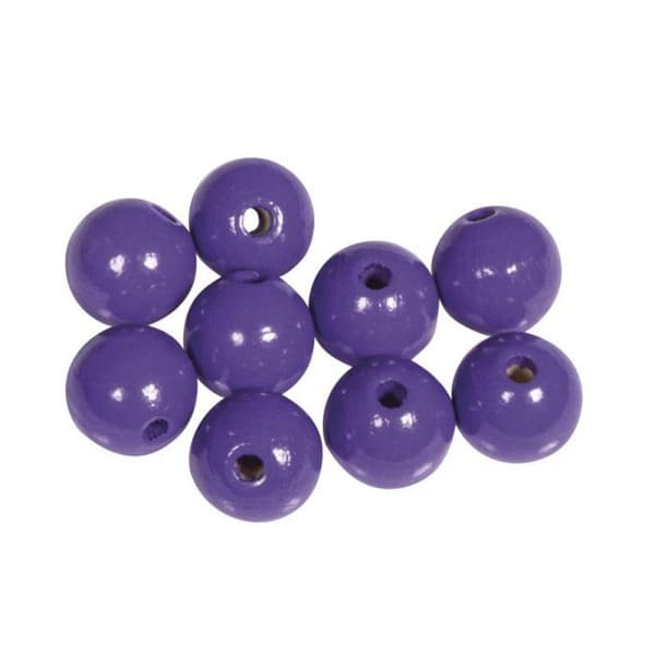 Lila träpärlor Runda Ø12 mm 32 stycken.