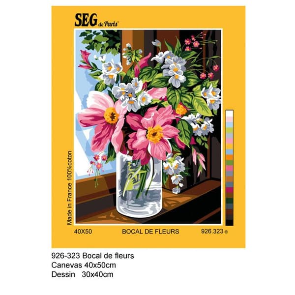 Antik canvas Bocale med blommor 40x50cm