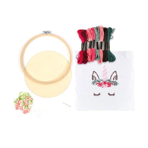 Broderikit med trä-einhorn - GRAINE CREATIVE - Syset - Rosa