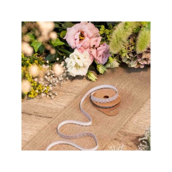 Klipptape - Bomull - Spets effekt - 1m x 1,5 cm - Vit - Blandat