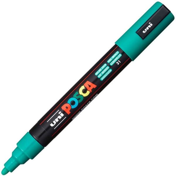 Marker - POSCA - Medium spets - Smaragdgrön - Opaque - Utplånbar