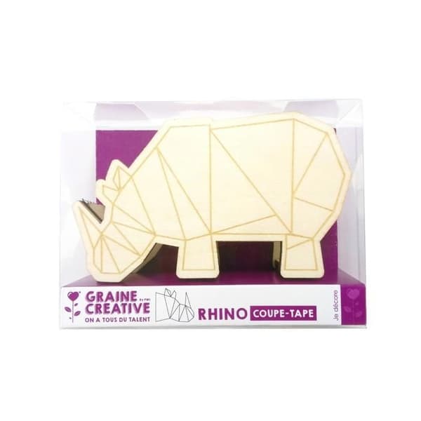Rullande tejphållare Rhinoceros i trä 11 cm