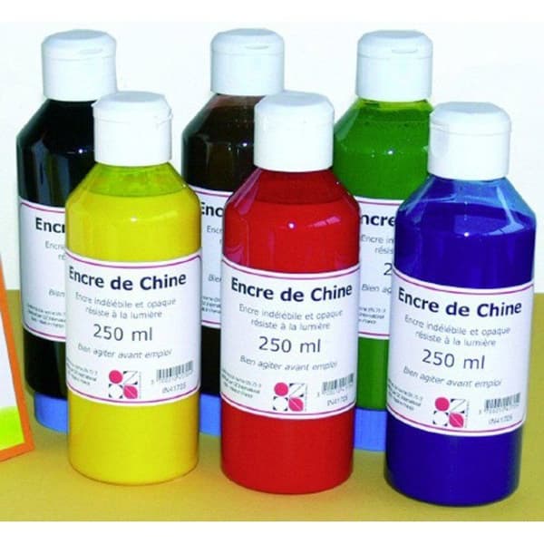 Oz international - Kinesisk bläck Set med 6 flaskor 250ml Assortiment