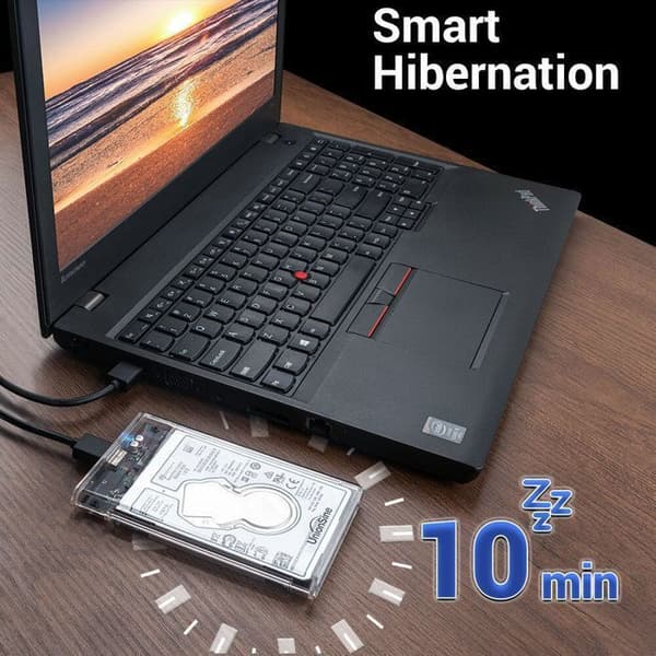2,5" hölje - UNIONSINE - 2,5" USB 3.0 - Transparent Full HD - UASP & TRIM - Plug & Play (Win/Mac/Linux/Android)