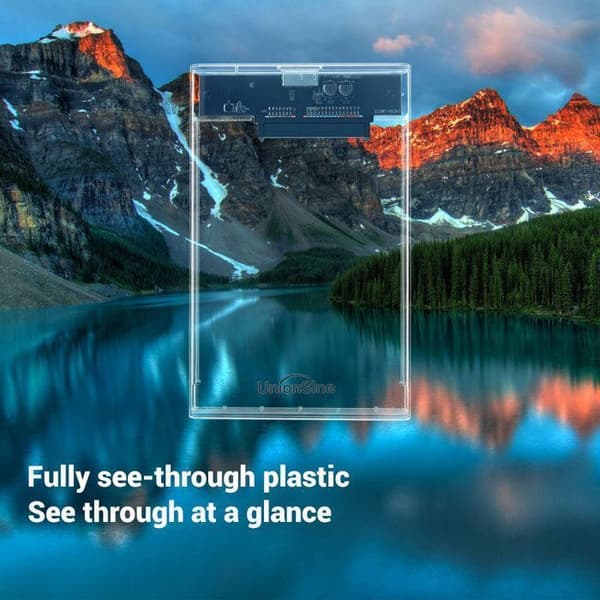 2,5" hölje - UNIONSINE - 2,5" USB 3.0 - Transparent Full HD - UASP & TRIM - Plug & Play (Win/Mac/Linux/Android)