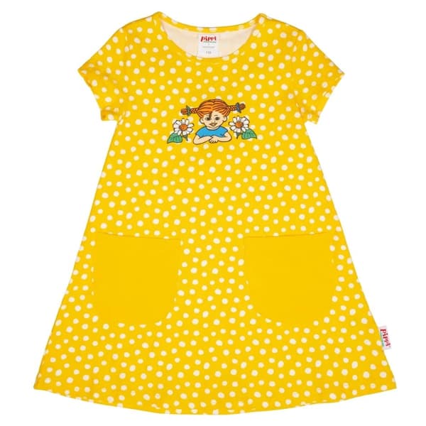 Peppi Pitkätossu Pilkullinen Mekko Keltainen