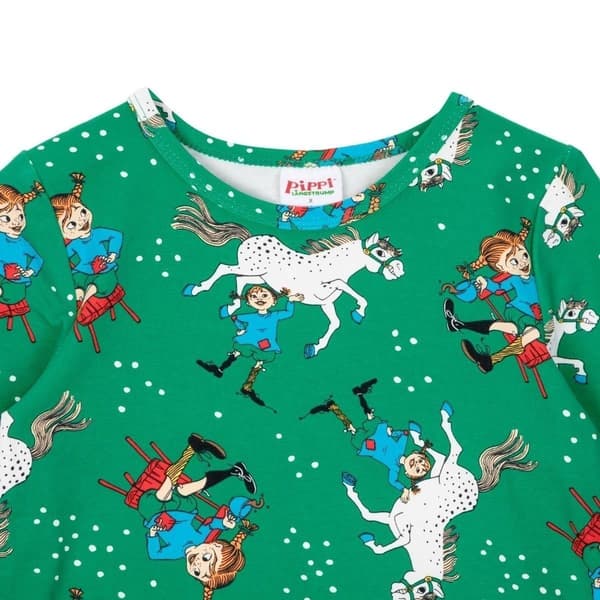 Peppi Pitkätossu Itsevarma Mekko Vihreä