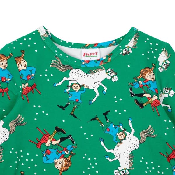 Peppi Pitkätossu Itsevarma Mekko Vihreä