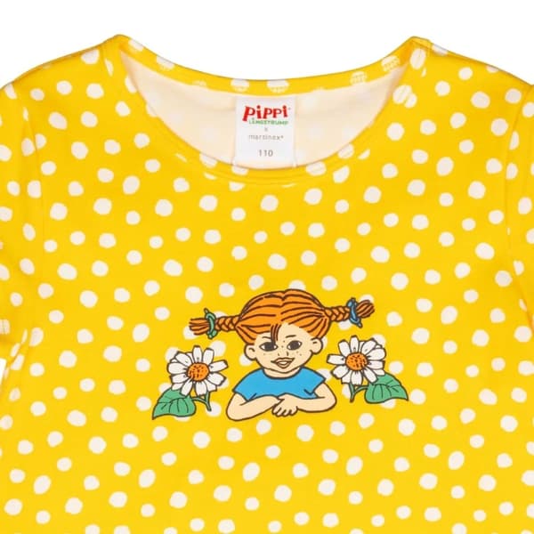 Peppi Pitkätossu Pilkullinen Mekko Keltainen