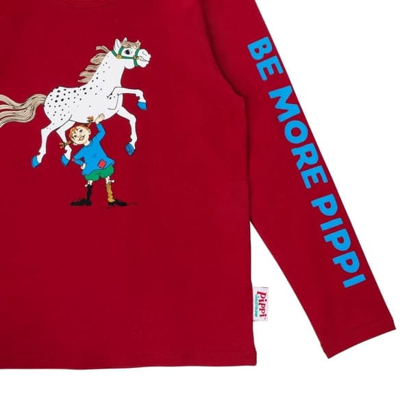 Pippi Långstrump Superstark-tröja mörkröd