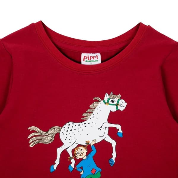 Pippi Långstrump Superstark-tröja mörkröd