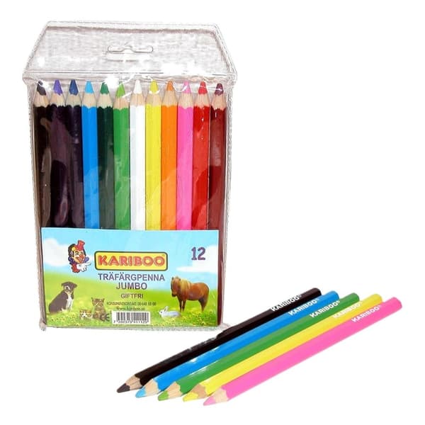 12 st -Träfärgpennor - Jumbo