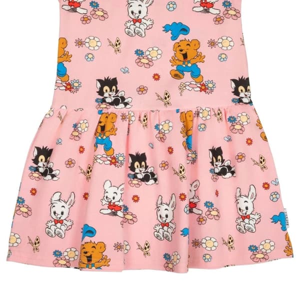 Bamse och blommor-klänning  rosa